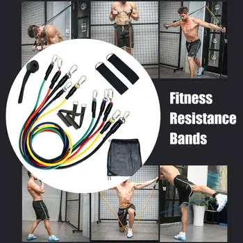 På lager 11pcs/set træktov Fitness Øvelser Modstand Bands Latex Rør Pedal Excerciser Kroppen træning Træning Yoga Hot salg