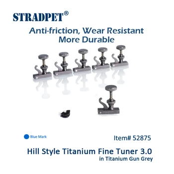 STRADPET Britisk/Hill-Stil Titanium FineTuner 3.0 med Speciel Legering Bolt Pistol i Grå, Violin Tilbehør, Blå Mærke