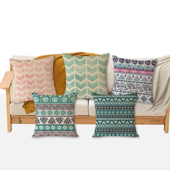 Kvaliteten Populære farvede geometrisk pude Europa Vintage sofa puder hjem dekorative puder 45x45cm bomuld pudebetræk