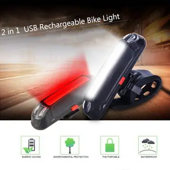 XANES 2 i 1 500LM Cykel USB-Genopladelige LED Cykel Lys Baglygte Advarsel Nat for Camping Bil Lampe Brænder Lanterne Cyklus