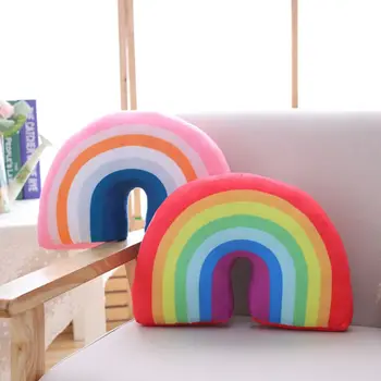 Børn Rainbow U-Form Pude Hals Pude Støtte Til Hovedet Sovende Plys Legetøj Børn Room Dekoration