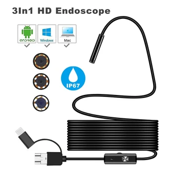 720P Mini-USB-Kamera Industrielle Endoskop Kamera Inspektion Endoskoper kamera Vandtæt Med 6 Led til Windows Macbook Telefon