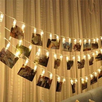 20 LED-Krans Kort Foto Clip-Led String kulørte Lamper Jul Guirlander Bryllup Valentines Dekoration EU/US-Stik
