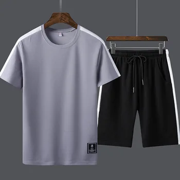 2020 Sommeren Nye Mænd kortærmet T-shirt, der Passer Slim Self-dyrkning Mode Mænds Rund Hals Strømmen Helt Afslappet To-piece Suit