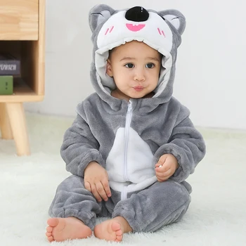 Vinteren New Born Baby Tøj Romper Baby Jumpsuit Dyr Hætteklædte Pyjamas Koala Panda Kostume Drenge Piger Overalls Spædbarn Tøj