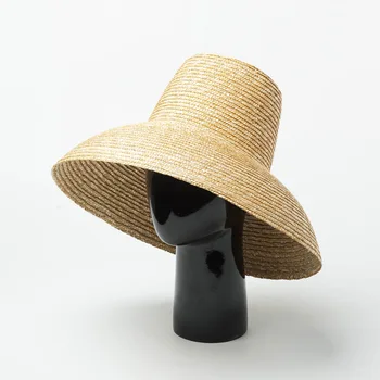 Engros Mode Lampe Form solhatte til Kvinder Wide Brim Sommer Strand Hat Damer Høj Top Halm UV-Beskyttelse Derby Hat