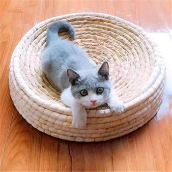 Pet Cat Scratch yrelsen Skål Rede Katten Bed Hus Håndlavede Vævning Massage Skrabe Pad Killing Kanin Mat Cat Toy Kylling Resten Bed