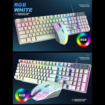 Gaming Tastatur, skal du Indstille Kabelført LED RGB Baggrundslys 2400DPI 3-i-1, Mouse Mouse Pad Kits til Office Omsorg Edb-udstyr
