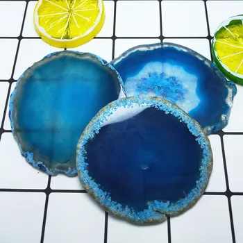 6-8cm Naturlig kvarts, agat skiver blå onyx Crystal skive Krystaller, Healing, boligindretning