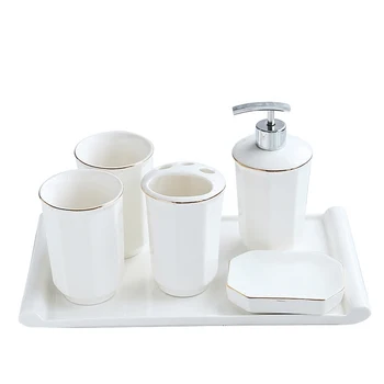 Europæiske Badeværelse Fem Sæt Keramik bruserum med Toiletter Toilet børste, der Passer Brusebad Artikler Gurgle Cup Cup-Toiletter