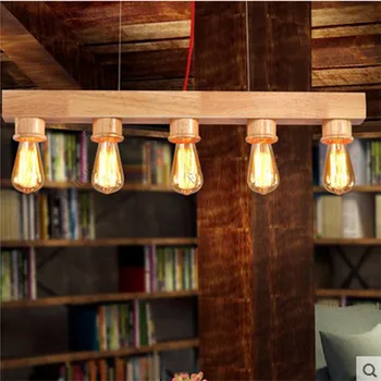 Moderne minimalistisk træ-haning lampe Lysekroner Kreative Cafe Enkelte stue lyse Soveværelser spisestue belysning.