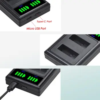 Batmax Til go pro hero 8 Gopro 8 Li-ion batteri +LED USB-Dobbelt Oplader med Type C-port til Gopro hero 8 Action-Kamera