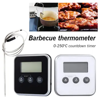 Instant Læse Digital Termometer Professionel Timer-Food i GRILL Kød Termometer Med fjerntestprobe Ovn Temperatur Måler Alert