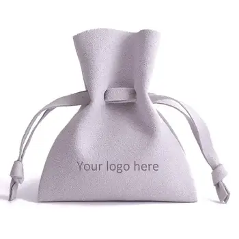 100pcs Personlige Logo Brugerdefinerede Trykt Navn Smykker Emballage Smarte Lille wedding Favor Poser Microfiber Bulk Virksomhed Ringe