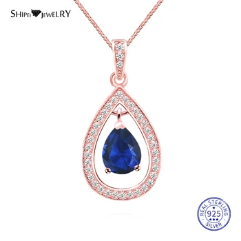 Shipei 925 Sterling Sølv Fine Smykker Sapphire, Emerald og Ruby Vand Dråbe Halskæde til Kvinder Jubilæum Gave