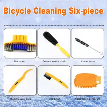 6pc Bærbare Cykel Rensning af Kæde Vask Pensel Af Gear Skrald Brush Cleaner Mountainbike Cleaning Kit Cykel Tilbehør