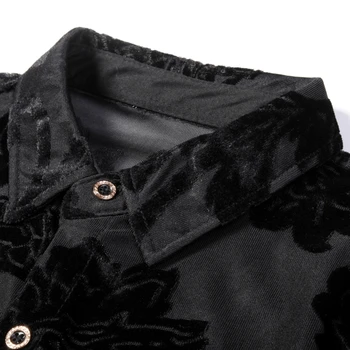 Steg Blomst Shirt Mænd Transparent Shirt Til Mænd Black Navy Fancy Mode Designer-Shirt Til Mænd Med Lange Ærmer Høj Kvalitet 2019 Slank
