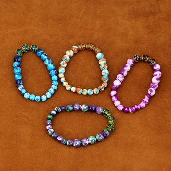 Armbånd til kvinder smykker naturlige sten armbånd Glow in the dark Selvlysende glas perler Armbånd Elastik Gaver til det nye år