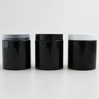 30 x Runde Kosmetisk Creme Krukke med Plastik Låg PET Amber Sort Flaske Makeup Prøve Emballage Lotion Stor Container 250g 250ml