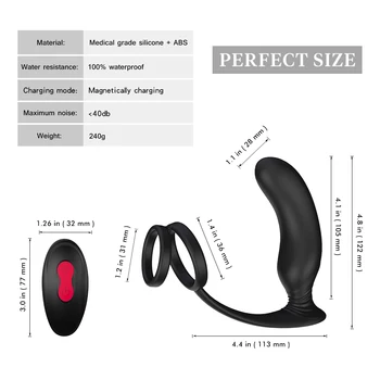 Mandlige prostata anus plug vibrator silikone prostata massager butt plug forsinkelse mandlige ejakulation ring toy
