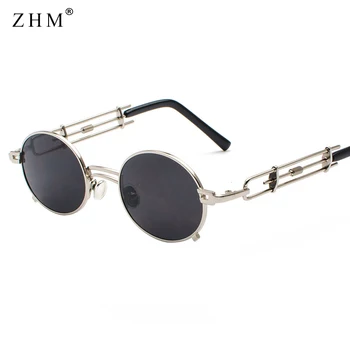 Retro Steampunk Solbriller Mænd Rundt Vintage 2020 Metal Frame Guld Sort Ovale solbriller til Kvinder Rød han Gift Oculos UV400