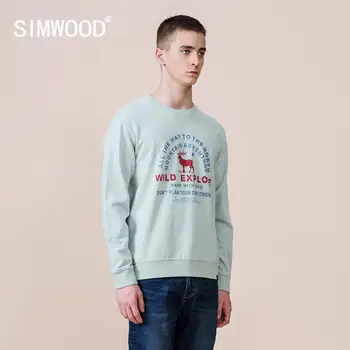 SIMWOOD Brev Print Hættetrøjer Mænd Mode Plus Size Tyk Varm Sweatshirts i Høj Kvalitet Grundlæggende Jogger Pullover Mærke Tøj