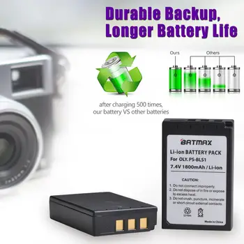 Batmax PS-BLS1 BLS1 Batteri+Nye LED-Dual USB Oplader til Olympus E-PL1 E400 E410 E420 E450 E620 E-P1, E-P2 Batteri