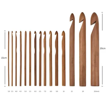 Looen 15 Mix Bambus hæklenåle Sæt 3,0 m-25,0 mm Store Størrelser Hækling Nåle Kroge, Garn, Vævning, Strikning Værktøjer