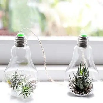 Klar Pære Form Glas Hængende Vase-Flaske Terrarium Hydroponiske Container DIY Haven Indretning