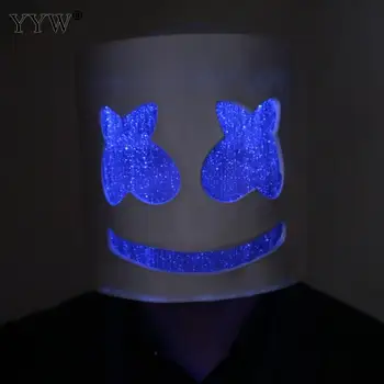 Latex Masker Neon Maske LED Hjelm, Maske Cosplay Prop Dj Halloween Party Bar Led Lysende Masker Ghost Mascara Halloween, Karneval