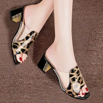 Cresfimix kvinder hvid leopard komfort slip på sommeren, høj hæl sandaler, kigge tå forår sommer til fest sandalias a2341b