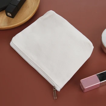 Lyse Kreationer Lærred Makeup Tasker med Lynlås (Pakke med 6) 6 x 5 Cm, Off-White DIY Cosmatic Taske