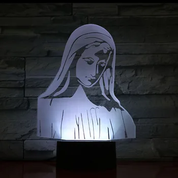 Mor Maria 3D LED-Akryl LED USB Lampe Kristne Tro Gaver Kirke Atmosfære Belysning Nat Lys Sengen Dekoration