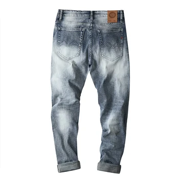Nyligt Design-Mode Mænd Jeans Af Høj Kvalitet Retro Lys Blå Elastisk Slim Fit Afslappet Denim Bukser, Vintage Klassisk Bukser