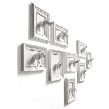 Hvid kreative harpiks 3D Grizzly wall decor home decor dyr vintage statue håndværk værelses vægdekoration harpiks dyre-figurer