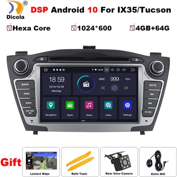 4+64G IPS Bil DVD-GPS Navigation System for Hyundai Tucson IX35 2Din Android 10 Stereo Radio Audio Musik Video, Multimedie-Afspiller