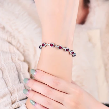 Luksus Design Rigtig Solid 18K Hvide Guld Kærlig Naturlige Ruby Armbånd Diamant Engagement Smykker Ægte Perle for Kvinder Fødselsdag