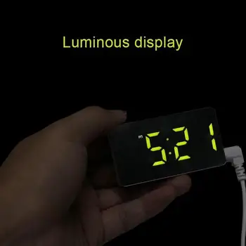 LED Multifunktionelle Spejl Ur Digital Alarm Snooze-Display LCD-Tiden Natten Lys Tabel Desktop USB 5v/Ingen Batteri Home Decor