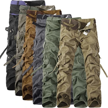 MIXCUBIC 2019 foråret Efteråret hærens taktiske bukser Multi-lomme vask løs army grøn cargo pants mænd casual Værktøjsholder-bukser 28-42