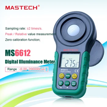 Mastech ms6612 Lux-meter og 200.000 Lux Lys Meter Test Spektre Auto Range Høj Præcision Digital Luxmeter Illuminometer