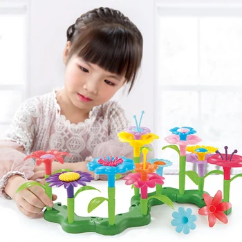 46Pcs/Set børn DIY Forsamling Toy sæt Buket Blomster Legesæt Have Duploe byggesten Kompatibel Uddannelse Legetøj