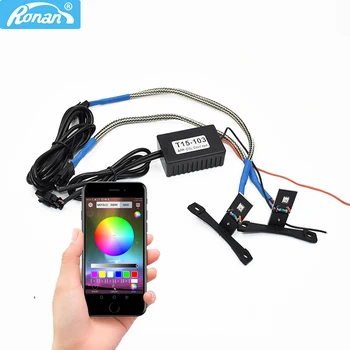 RONAN APP Bluetooth-RGB LED farverige Devil Eyes Demon 360 i Høj Kvalitet lys eftermontering bil Projektor MH1 Linse