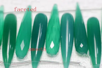 En pc ' er løs perler grøn kalcedon glat/ facetteret 30*7mm for DIY smykker at gøre FPPJ engros perler natur perle sten