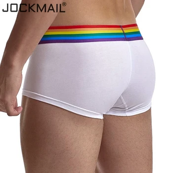 Jockmail Fashion Brand Sexet Undertøj Til Mænd Boxer Rainbow Stribe Boxershorts Mænd Low-Rise Åndbar Pose Gay Calzoncillos Hombre
