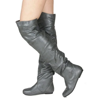 BLXQPYT Over knæet støvler kvinder, især de store 34-48 Efterår og vinter plys varme flad hæl Mode fur casual sko kvinde bl3804