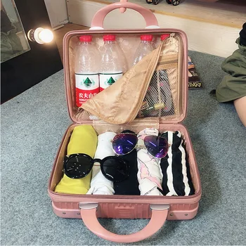 Hard Shell Rejse Bagage Kosmetiske Boks, 14-tommer Lille Bærbar bæretaske Kosmetiske Opbevaring Kan fastgøres I Vogn Sag