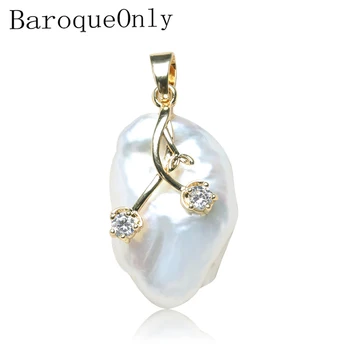 BaroqueOnly Kvadratisk Form Uregelmæssig Perle Naturlige Ferskvands-Hvide Flade Pearl 10-20mm Halskæde Vedhæng PS