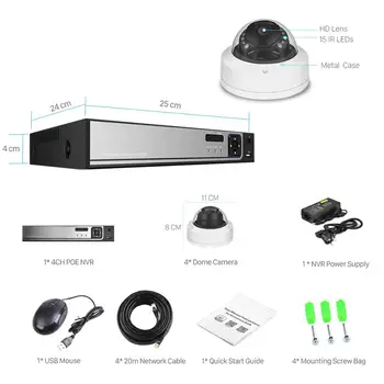 4CH 1080P Home Security 2TB HDD NVR 4stk POE CCTV Kamera System 2MP 3MP Lyd-og Udendørs IR Night Vision Overvågnings Kit