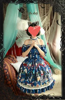 Prinsesse tea party søde lolita kjole vintage blonder sløjfeknude søde udskrivning victoriansk kjole kawaii pige gothic lolita op loli cos