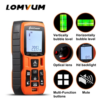 LOMVUM Laser Distance Meter Digitale Niveau Bobler Laser Afstandsmåler Batteri-Drevet Håndholdt Tape-afstandsmåler 40 M 50 M 60 M